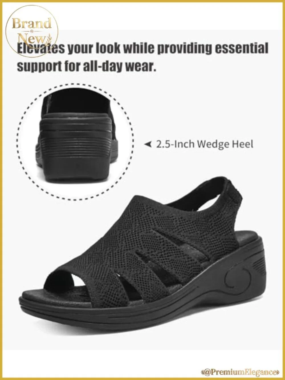 Womens Wedge Sandals Open Toe Elastic Ankle Strap Comfortable Summer Dressy